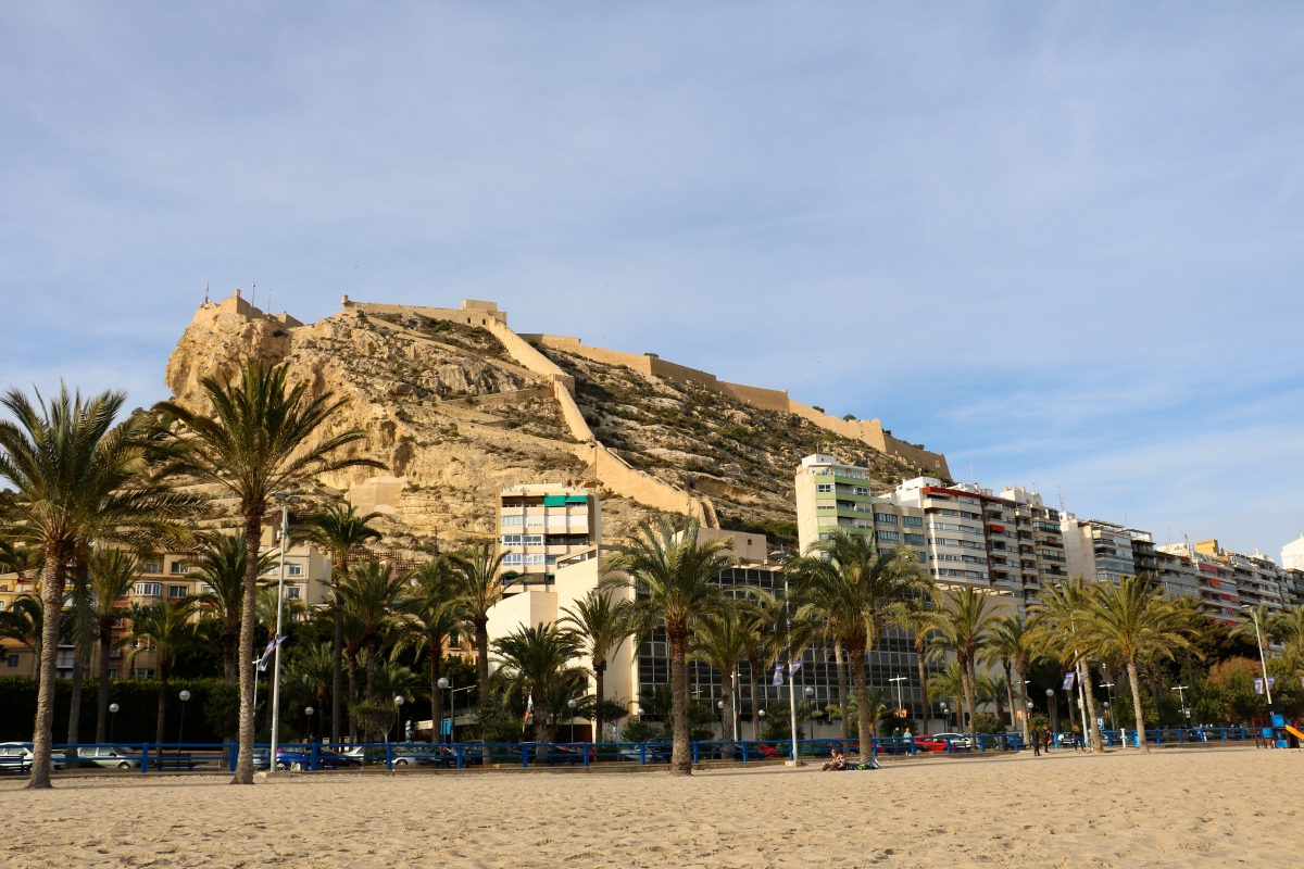 view of the castle from the beach 