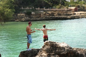 Hunter and Will cliff jumping 